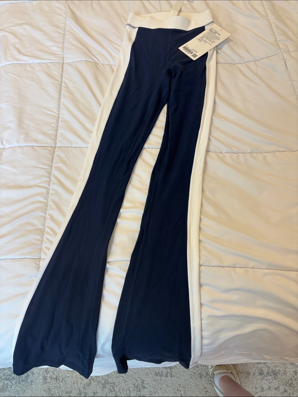 Women's Nulu Navy & White Flare Pants